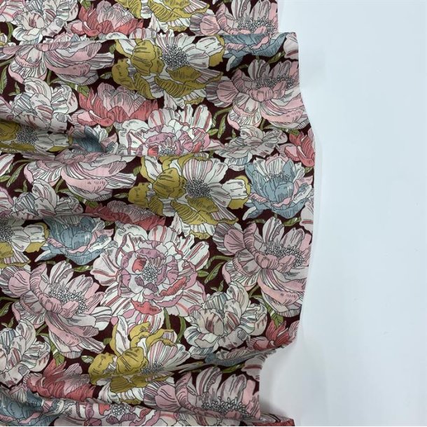 Liberty bomuld med store, tegnede blomster - pr. 0,25 meter 