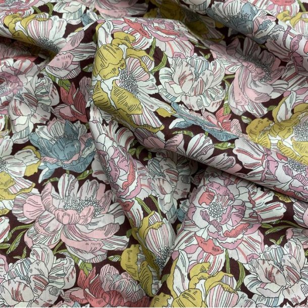 Liberty bomuld med store, tegnede blomster - pr. 0,25 meter 