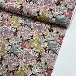 Liberty bomuld med store, tegnede blomster - pr. 0,25 meter 