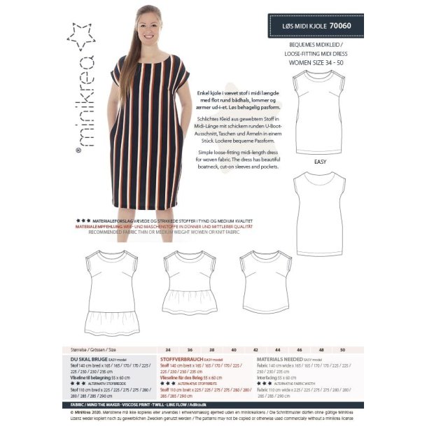 Ls midi kjole - MiniKrea mnster 70060