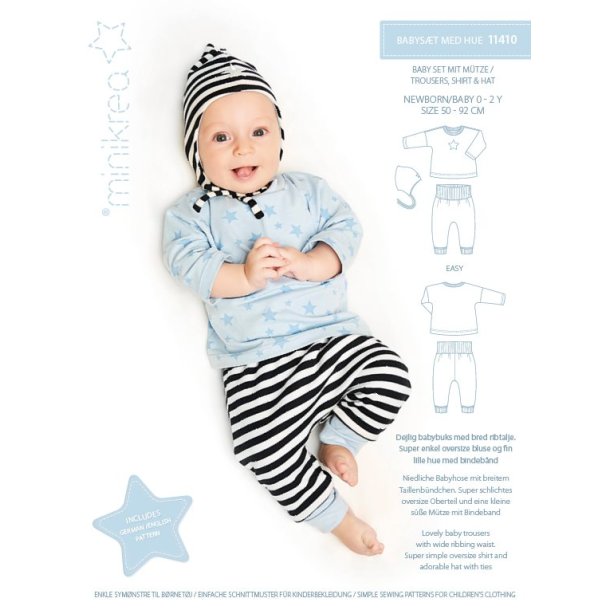 Babysæt med hue  - MiniKrea mønster 11410