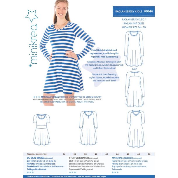 Raglan jersey kjole - MiniKrea m�nster 70044