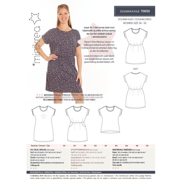 Dolman kjole - Minikrea mnster 70050 