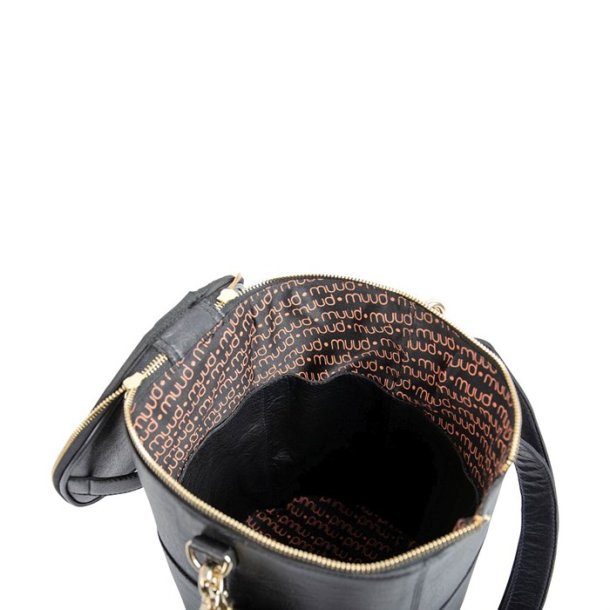 Muud - Saturn XL Strikketaske Limited Edition - Kollektion i sort lder med guld trimmings