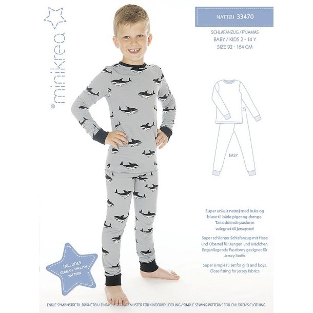 Nattøj / pyjamas  - MiniKrea mønster 33470
