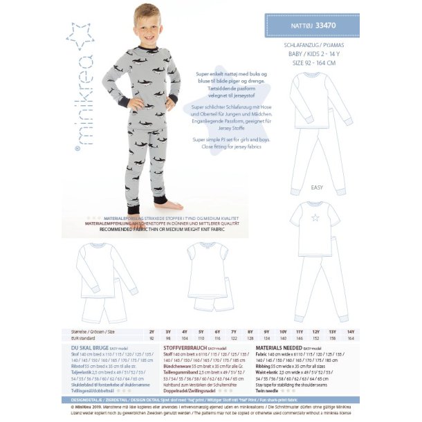 Nattj / pyjamas  - MiniKrea mnster 33470