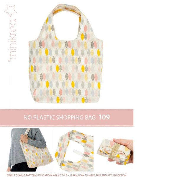 'No plastic' shopping bag  - MiniKrea mønster 109