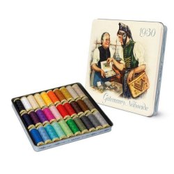 Nostalgiboks med G�termann polyestersytr�d, 30 ruller � 100 meter - OBS: Rest indtil midt januar