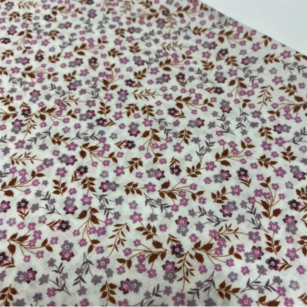 OEKO-TEX bomuldslrred med sm, rosa blomster - pr. 0,25 meter 