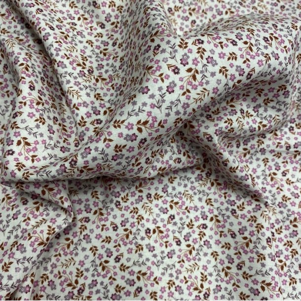 OEKO-TEX bomuldslrred med sm, rosa blomster - pr. 0,25 meter 