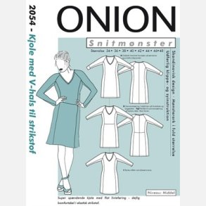 Onion 2054 - Kjole med V-hals til strikstof. Snitm�nster
