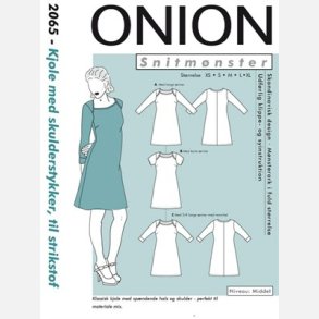 Onion 2065 - Kjole med skulderstykke, til strikstof. Snitmnster