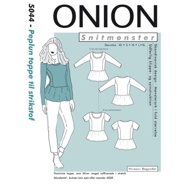 Onion 5044 - Peplun toppe til strikstof. Snitmnster
