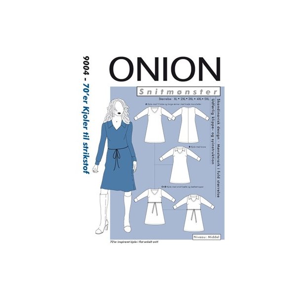 Onion 9004 - 70er kjoler til strikstof. Snitmnster