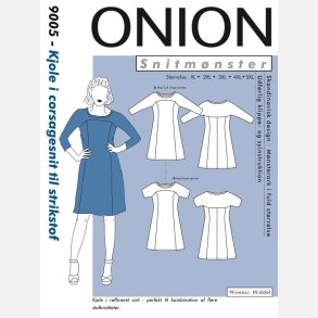 Onion 9005 - Kjole i corsagesnit til strikstof i plus-st�rrelser. Snitm�nster