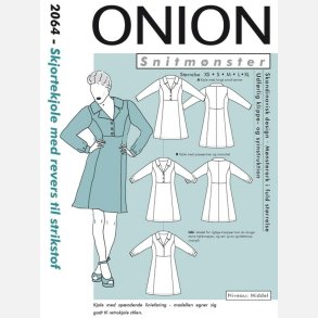 Onion 2064 - Skjortekjole med revers - til strikstof. Snitmnster
