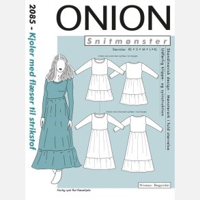 Onion 2085 - Kjole med fl�ser til strikstof. Snitm�nster