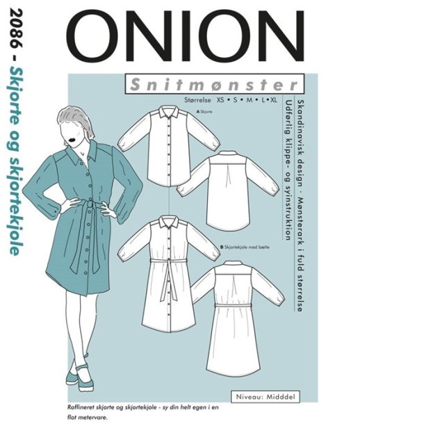 Onion 2086 - Skjorte og skjortekjole. Snitmnster