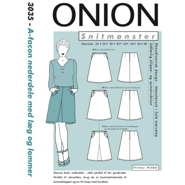 Onion 3035 - A-facon nederdele med læg og lommer