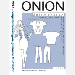 Onion 9016 - Vinge�rmecardigan og gamacher til strikstof. Snitm�nster