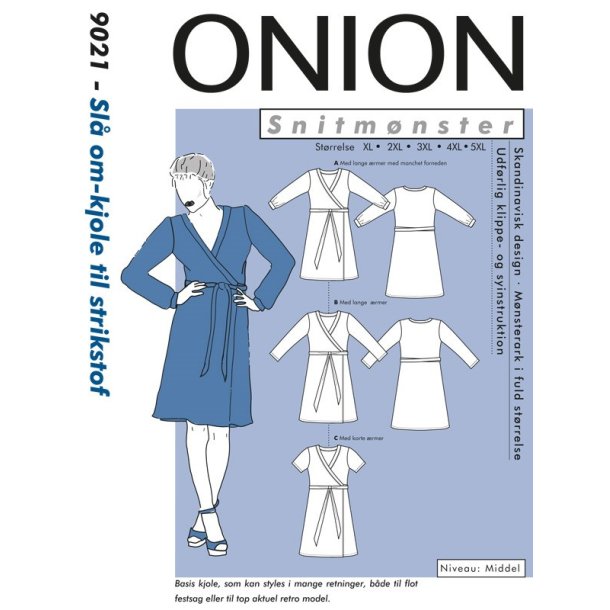 Onion 9021 - Sl om-kjole til strikstof. Snitmnster