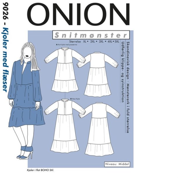 Onion 9026 - Kjole med flser. Snitmnster