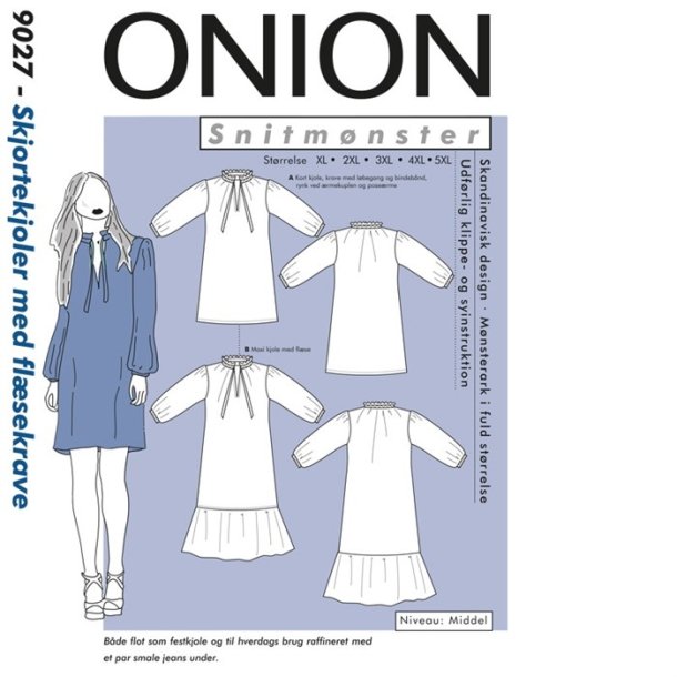 Onion 9027 - Skjortekjoler med flsekrave. Snitmnster