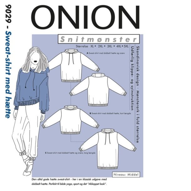 Onion 9029 - Sweat-shirt med htte. Snitmnster