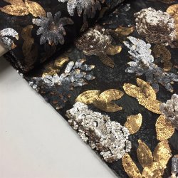 Paillet-blonde i slv og guld p gennemsigtig net-bund - pr. 0,25 meter