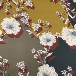 Polyester satin med blomster - pr. 0,25 meter