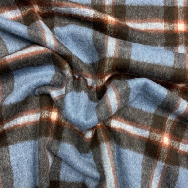 Polyester / uld kvalitet med bl tern - pr. 0,25 meter