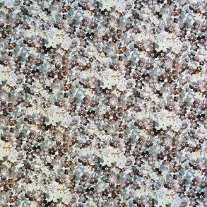 Bomuldsl�rred med sm� fine blomster i d�mpede nuancer - pr. 0,25 meter.