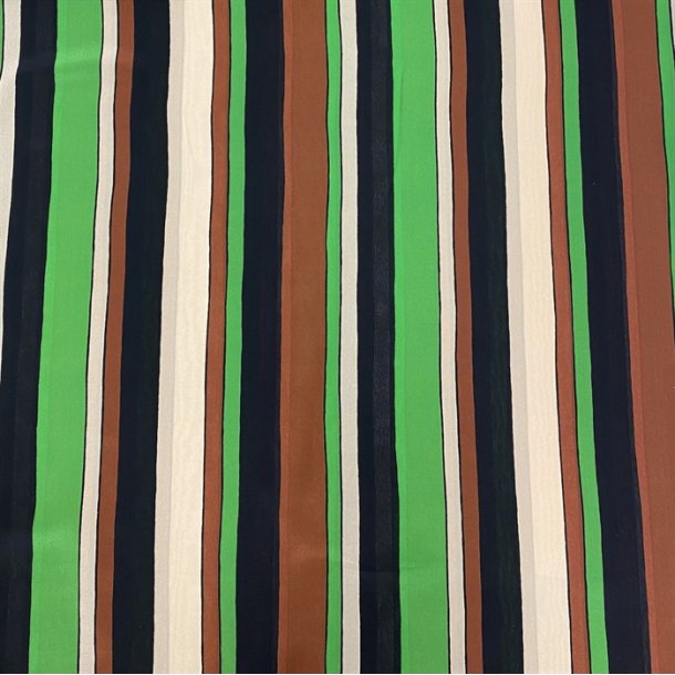 Italiensk silke med grnne og brune striber - pr. 0,25 meter