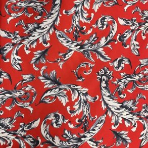 Silke i r�d med kunsteriske fjer - pr. 0,25 meter