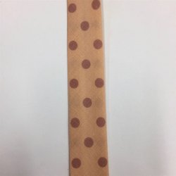 Skrbnd med prikker fersken - 15, 20 mm - pr. meter