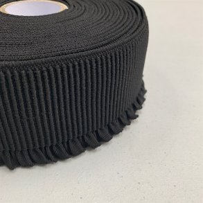 Sort elastik med flsekant - pr. meter 