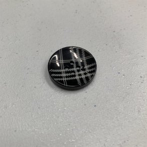 Sort knap med ternet m�nster, 28 mm