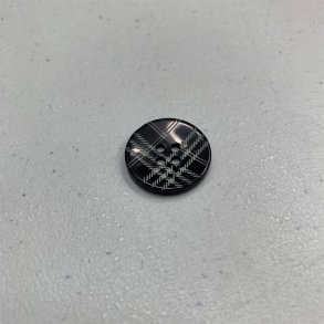 Sort knap med ternet m�nster, 22 mm