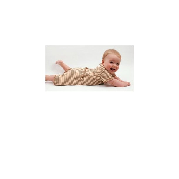 Baby-sparkedragt med smalle striber, korte ben og ærmer