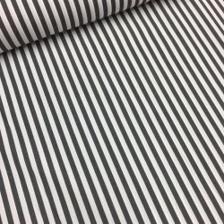Stribet skjortestof i m�rkegr� / hvid - pr. 0,25 meter