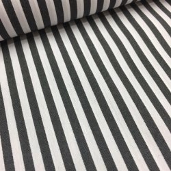 Stribet skjortestof i m�rkegr� / hvid - pr. 0,25 meter