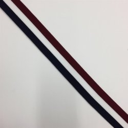 Strikket bnd i hvid/marine/bordeaux 38 mm - pr. meter