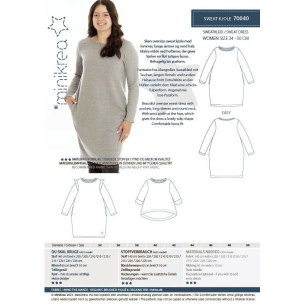 Sweat Kjole - MiniKrea m�nster 70040