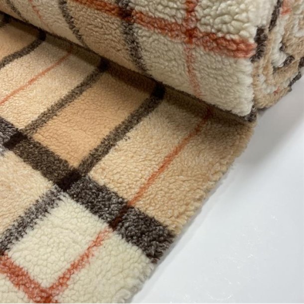 Ternet plys-stof i polyester med brune nuancer - pr. 0,25 meter 