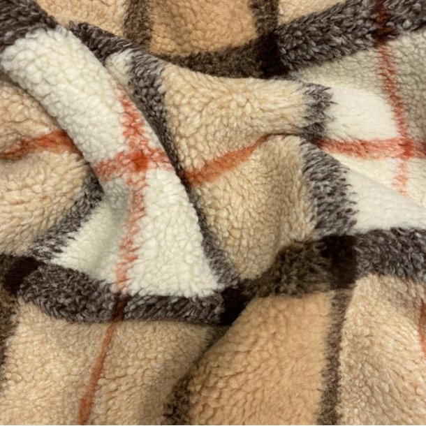 Ternet plys-stof i polyester med brune nuancer - pr. 0,25 meter 