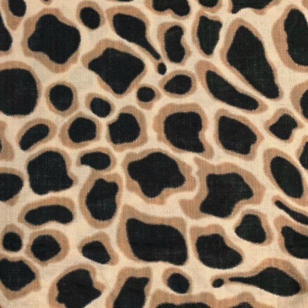 Let, tynd bomuld med leopardprint p beige bund - pr. 0,25 meter
