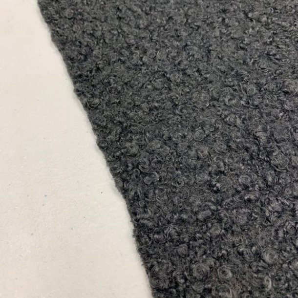 Uld / polyester boucl� i m�rkegr� - pr. 0,25 meter