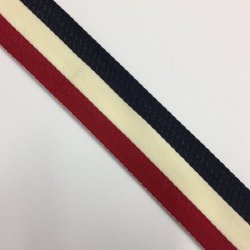 Vvet bnd i rhvid/marine/bordeaux 35 mm - pr. meter