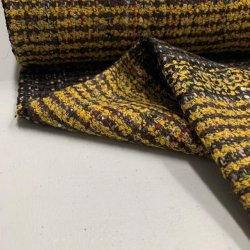 V�vet boucl� i gul og sort med striber - pr. 0,25 meter