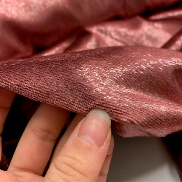 Velour med glimmer i stvet rosa - pr. 0,25 meter